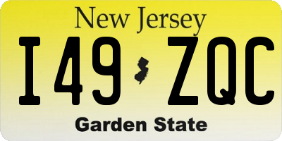 NJ license plate I49ZQC