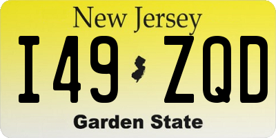 NJ license plate I49ZQD