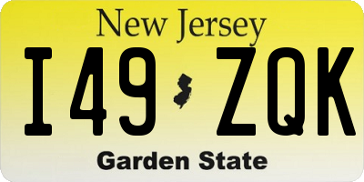 NJ license plate I49ZQK