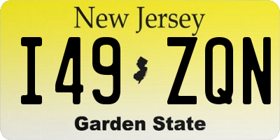 NJ license plate I49ZQN