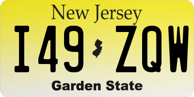 NJ license plate I49ZQW