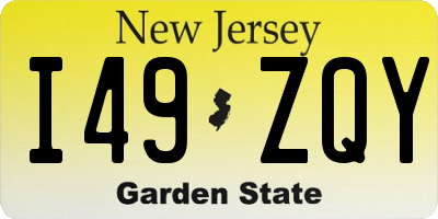 NJ license plate I49ZQY