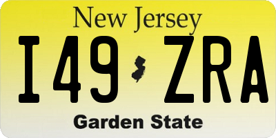 NJ license plate I49ZRA