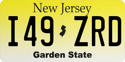 NJ license plate I49ZRD