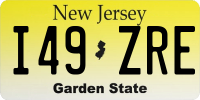 NJ license plate I49ZRE