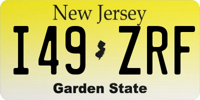 NJ license plate I49ZRF