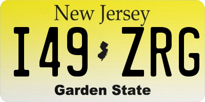 NJ license plate I49ZRG