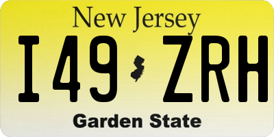 NJ license plate I49ZRH