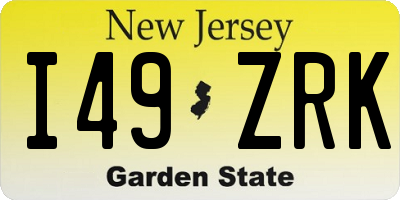 NJ license plate I49ZRK