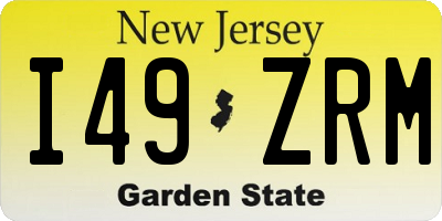 NJ license plate I49ZRM