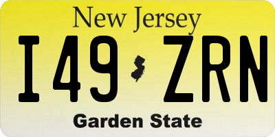 NJ license plate I49ZRN