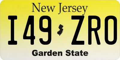 NJ license plate I49ZRO