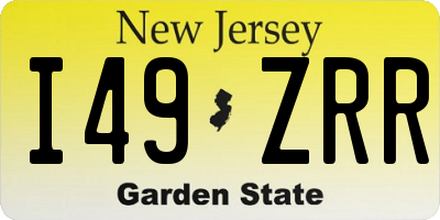 NJ license plate I49ZRR