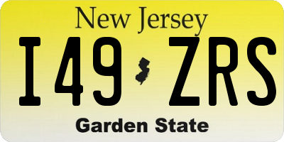 NJ license plate I49ZRS