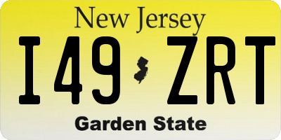 NJ license plate I49ZRT