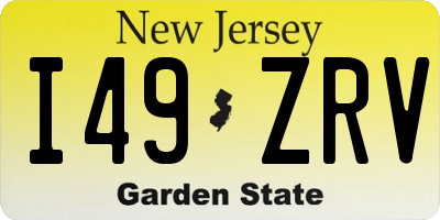 NJ license plate I49ZRV