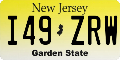 NJ license plate I49ZRW