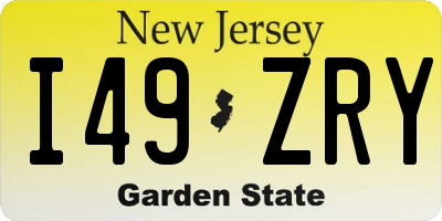 NJ license plate I49ZRY