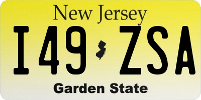 NJ license plate I49ZSA