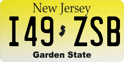 NJ license plate I49ZSB