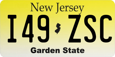 NJ license plate I49ZSC