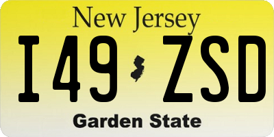 NJ license plate I49ZSD