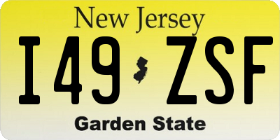 NJ license plate I49ZSF