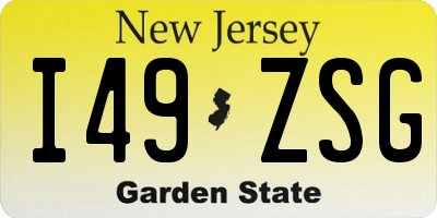 NJ license plate I49ZSG
