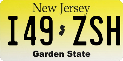 NJ license plate I49ZSH