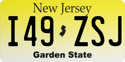 NJ license plate I49ZSJ