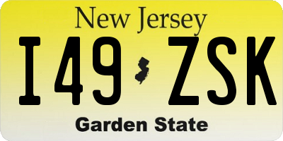 NJ license plate I49ZSK