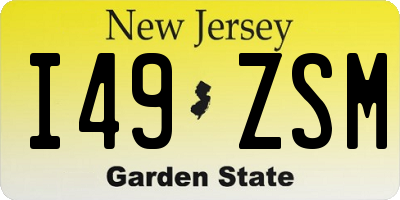 NJ license plate I49ZSM