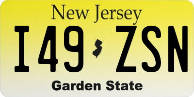 NJ license plate I49ZSN