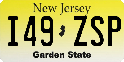 NJ license plate I49ZSP