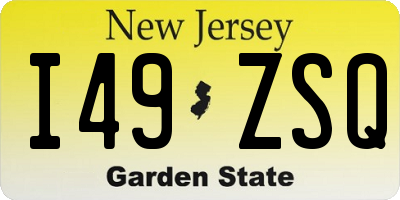 NJ license plate I49ZSQ