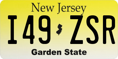 NJ license plate I49ZSR