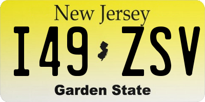 NJ license plate I49ZSV