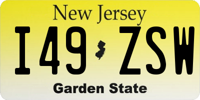 NJ license plate I49ZSW