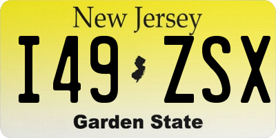 NJ license plate I49ZSX