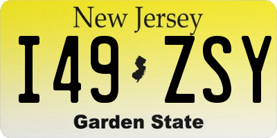 NJ license plate I49ZSY