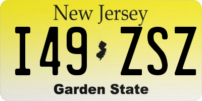 NJ license plate I49ZSZ