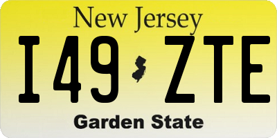 NJ license plate I49ZTE