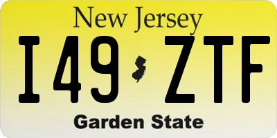 NJ license plate I49ZTF