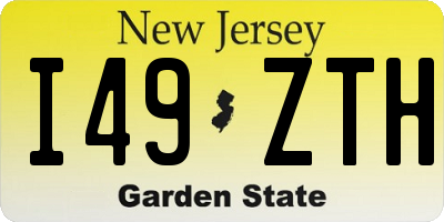 NJ license plate I49ZTH