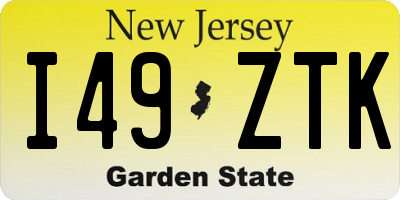 NJ license plate I49ZTK
