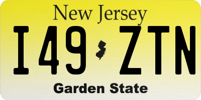 NJ license plate I49ZTN