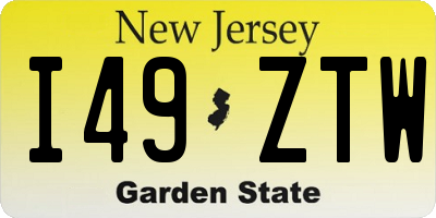 NJ license plate I49ZTW