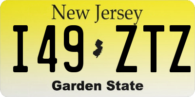 NJ license plate I49ZTZ