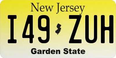 NJ license plate I49ZUH
