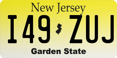 NJ license plate I49ZUJ